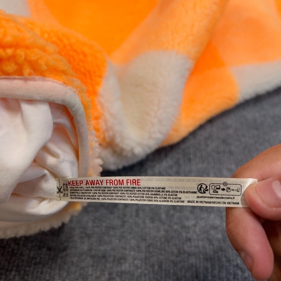 Free People FP Movement Jacket Women XS Electric Orange Hot Gingham Check Sherpa - Picture 6 of 8